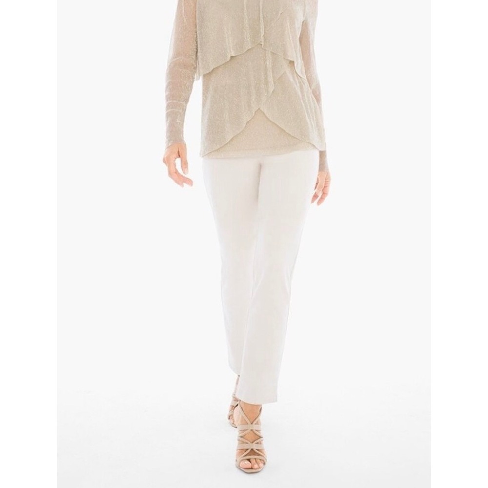Chico's The Juliet Ankle Pant Basic Opal Beige Slim Pull On Trousers 2.5 14